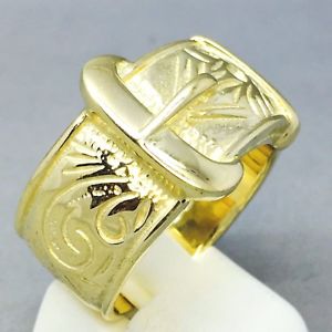 【送料無料】ネックレス　ハンドメイドイエローゴールドメンズシングルバックルドレスリングサイズ｜hokushin
