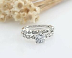【送料無料】ネックレス　ラウンドブライダルホワイトゴールドリング134 tcw round cut bridal engagement wedding ring set in white gold for women