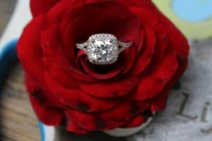【送料無料】ネックレス ハローリアルホワイトゴールド350tcw cushioncut moissanite halo promise engagement ring 14k real white gold|hokushin