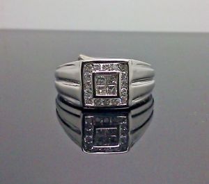 【送料無料】ネックレス プリンセスカットラウンドホワイトゴールドメンズリング14k white gold mens ring with 050ct daimonds princess cut and round wedding|hokushin