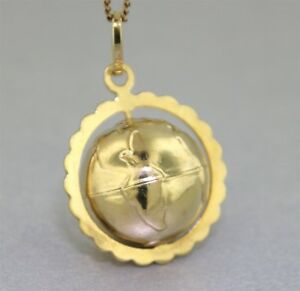 【送料無料】ネックレス　イェローゴールドspinning world globe charmpendant9kゴールドyellow gold spinning world globe charm or pendant guaranteed genuine 9k gol