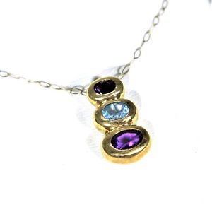 【送料無料】ネックレス　9ct 9kゴールドトパーズアメジストペンダントネックレス｜hokushin