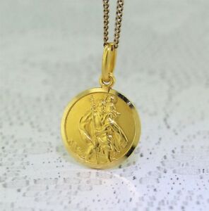 【送料無料】ネックレス　イエローゴールドメッキセントクリストファーメダルyellow gold saint christopher medal guaranteed genuine 18k gold