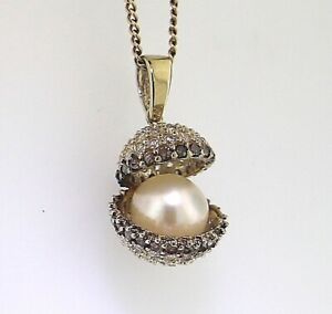 【送料無料】ネックレス　イエローゴールドクラムシェルペンダントyellow gold cultured pearl amp; gemstone clam shell pendant guaranteed genuine 9k｜hokushin