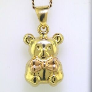 【送料無料】ネックレス　イエローローズゴールドメッキテディベアペンダント18k yellow amp; rose gold teddy bear pendant guaranteed genuine 18k gold