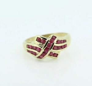 【送料無料】ネックレス　イエローゴールドルビークラスタリング9ct yellow gold ruby cluster ring