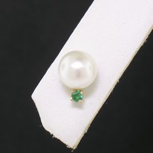 【送料無料】ネックレス　ｋイエローゴールドエメラルドアクセントスタッドイヤリングsimple 14k yellow gold 575mm round cultured pearl emerald accent stud earrings