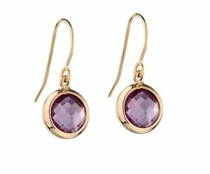 【送料無料】ネックレス　ファッションイエローゴールドパープルアメジストソリッドイヤリングドロップfashion 9ct yellow gold purple amethyst gemstone solid drop earrings uk｜hokushin