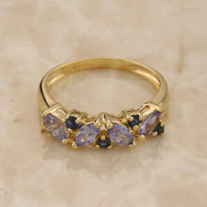 【送料無料】ネックレス イエローゴールドサファイアタンザナイトリングサイズ9ct yellow gold sapphire and tanzanite ring size k|hokushin
