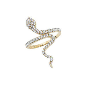 【送料無料】ネックレス　イエローゴールドレディースファンシースネークリング9ct yellow gold ladies fancy snake ring with white stones