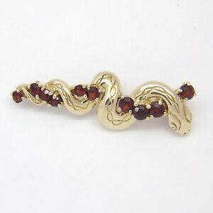 【送料無料】ネックレス　ガーネットスネークブローチイエローゴールドgarnet snake brooch 9ct yellow gold 40x12mm