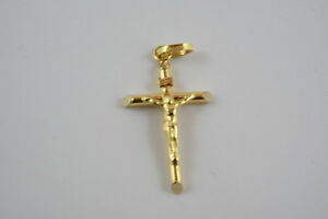 【送料無料】ネックレス　イエス18ctゴールドクロペンダント 118ct gold crucifixcross pendant with jesus hollow body 1