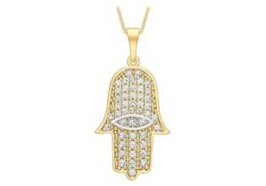 【送料無料】ネックレス トーンゴールドペンダント9ct 2tone gold cz hamsa pendant|hokushin
