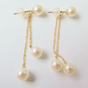 【送料無料】ネックレス　ｋイエローゴールドイヤリングパールロングイヤリングリー pure 18k yellow gold earrings womens fine pearl long dangle earring jlee｜hokushin
