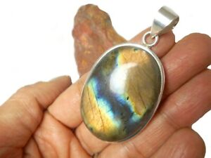 【送料無料】ネックレス　スターリングシルバーペンダントlarge labradorite sterling silver 925 gemstone pendant｜hokushin 28,587円