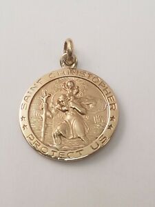 【送料無料】ネックレス ソリッドゴールドセントクリストファーペンダント1 religious 9ct solid gold double sided saint christopher pendant|hokushin