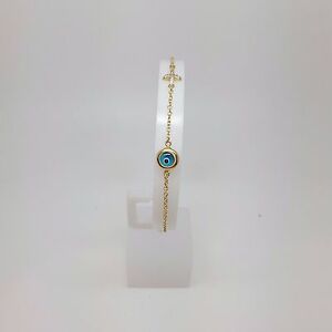 【送料無料】ネックレス kゴールドブレスレットクロスドルmiran 110292 9k gold evil eye bracelet cz cross adj15amp;18cm rrp 267|hokushin