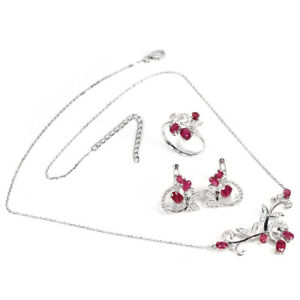 【送料無料】ネックレス　ピンクレッドルビーオーバルホワイトスターリングシルバーセットインチgenuine pink red ruby oval amp; white cz sterling 925 silver set lenght 1820 inch｜hokushin 29,887円