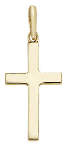 【送料無料】ネックレス　イエローゴールドプレーンソリッドクロスペンダント9ct yellow gold plain solid cross pendant