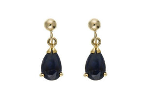 【送料無料】ネックレス　ソリッドゴールドサファイアイヤリングドロップドロップsolid gold sapphire earrings drops claw set natural stone drop ears