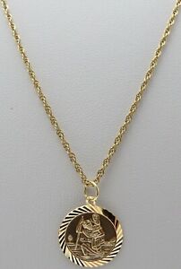 【送料無料】ネックレス　9ctイェローゴールドクリストフォロスペンダント185インチ48グラム9ct yellow gold saint christopher pendant and 185 inch chain weighs 48 grams