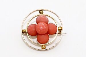 【送料無料】ネックレス　アンティークビクトリアイエローゴールドコーラルクラスタブローチ＃a lovely antique victorian 15ct 625 yellow gold coral cluster brooch 12437