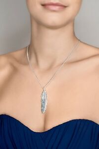 【送料無料】ネックレス　ソリッドスターリングシルバーフェザーネックレス