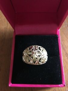 【送料無料】ネックレス イエローゴールドドームリング14k yellow gold floral dome ring|hokushin