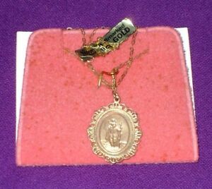 【送料無料】ネックレス　ヴィンテージゴールドセントクリストファーペンダントチェーンvintage 1985 fully hallmarked 9ct 375 gold st christopher pendant amp; 18 chain