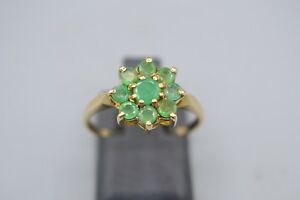 【送料無料】ネックレス　ゴールドエメラルドフラワーリング9ct gold emerald flower ring