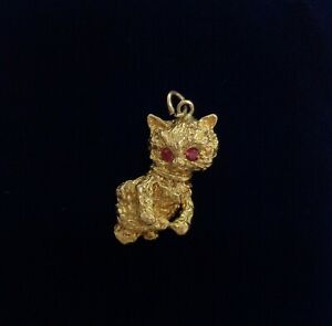 【送料無料】ネックレス　ビンテージペンダントイエローゴールドグラムvintage c1960 cat charmpendant 9ct yellow gold length 28 mm 37 grams
