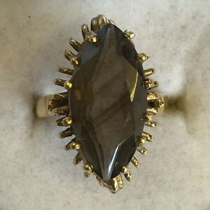 【送料無料】ネックレス　レトロソリッドゴールドスモーキークオーツリングサイズretro 1960s solid 9ct gold hallmarked large smoky quartz ring size i 1967｜hokushin
