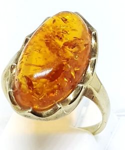 【送料無料】ネックレス　9ctイェローゴールドサイズl9ct yellow gold large amber ring fully hallmarked size l
