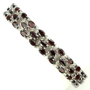 【送料無料】ネックレス　スターリングシルバーガーネットカットブレスレットインチsterling silver 925 genuine natural marquise cut garnet 3 row bracelet 75 inch