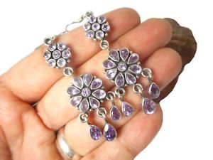 【送料無料】ネックレス　アメジストスターリングシルバーイヤリングbig amethyst sterling silver 925 gemstone earrings｜hokushin