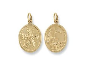 【送料無料】ネックレス　イエローゴールドセントクリストファーペンダント listing9ct yellow gold 22mm double sided oval shaped st christopher pendant｜hokushin