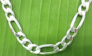 【送料無料】ネックレス　イタリアリアルスターリングシルバーフィガロチェーンmade in italy real 925 sterling silver 9mm figaro chain 18 30 men women