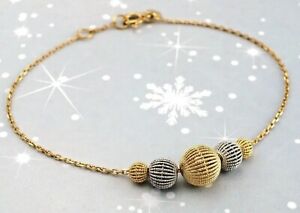 【送料無料】ネックレス ホワイトイエローゴールドボールブレスレット9ct white amp; yellow gold graduated balls adjustable bracelet|hokushin