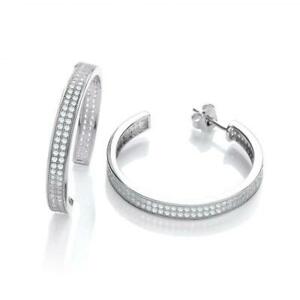 【送料無料】ネックレス スターリングシルバーフープイヤリング925 sterling silver hoop 34 tworow cz earrings|hokushin