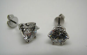 【送料無料】ネックレス ホワイトゴールドクローラウンドキュービックスタッドイヤリングセットgenuine 9ct white gold clawset round 1ct cubic stud earrings|hokushin
