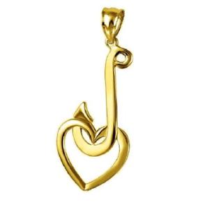 【送料無料】ネックレス　イエローゴールドフィッシュフックハートペンダントチャームアメリカ14k yellow gold fish hook w heart pendant charm, made in usa 29,887円
