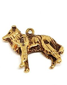 【送料無料】ネックレス　9ctイェローゴールドコリーstunning solid 9ct yellow gold collie dog charm hallmarked