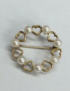 【送料無料】ネックレス　35グラムヴィンテージ9ctピンブローチvintage 9ct gold dress pinbrooch with pearls 35grams