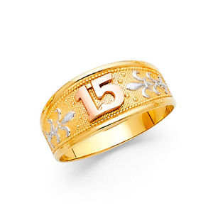 【送料無料】ネックレス　トーンソリッドゴールドマルメリング14k real two tone solid gold quince 15 aos quinceaera ring oro solido anillo｜hokushin