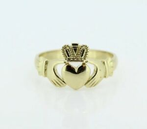 【送料無料】ネックレス　イエローゴールドッドクラダリング9ct yellow gold claddagh ring
