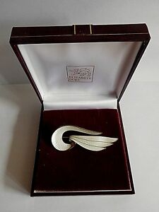 【送料無料】ネックレス　ビンテージノルウェースターリングシルバーホワイトエナメルブローチvintage norway sterling silver white enamel modernist brooch by aksel holmsen