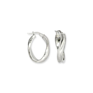【送料無料】ネックレス　ホワイトゴールドオーバルツイストポーランドイヤリング9ct white gold oval twist frostpolish earrings｜hokushin