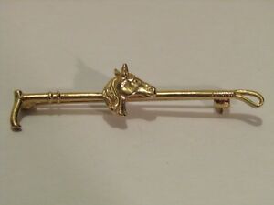【送料無料】ネックレス ゴールドフォックスハンティングピンブローチクロップフォームソリッドゴールド9ct gold hallmarked fox hunting pin brooch crop form solid gold, boxed 38g|hokushin