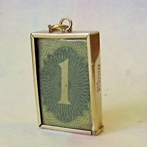 【送料無料】ネックレス　ゴールドイギリスボックス9ct gold hallmarked old british 1 note in box charm｜hokushin