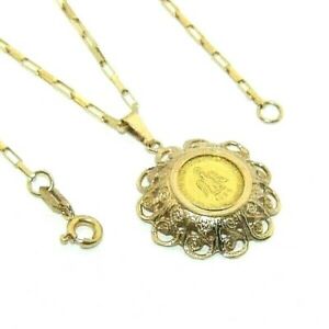 【送料無料】ネックレス　レディースレディースボックスチェーンイエローゴールドメキシココインペンダントladieswomens 9ct yellow gold mexican coin pendant on a box chain
